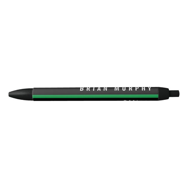 Thin Green Line Military Monogram Black Ink Pen (Front)