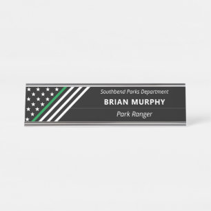 Thin Green Line Military Stars Stripes Monogram Desk Name Plate