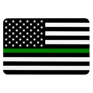 Thin Green Line Military & Veterans American Flag Magnet