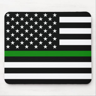 Thin Green Line Military & Veterans American Flag Mouse Pad