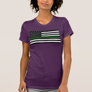 Thin Green Line Military & Veterans American Flag T-Shirt