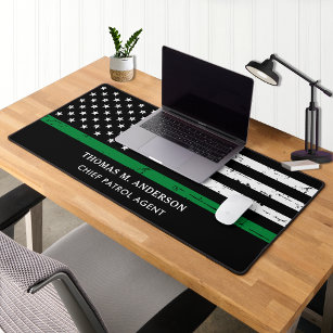 Thin Green Line Personalised Military Officer Desk Mat