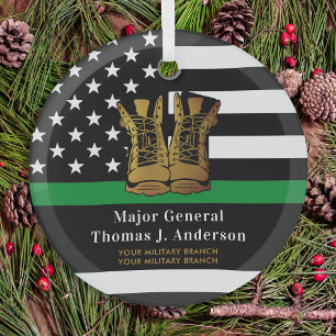 Thin Green Line Personalized Army Boots Military Glass Tree Decoration