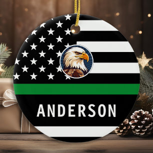 Thin Green Line Personalized Logo Army Military Ceramic Tree Decoration
