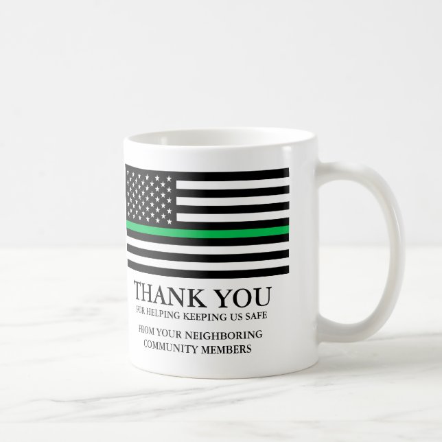 Thin Green Line | Police Dispatch Custom Thank You Coffee Mug (Right)
