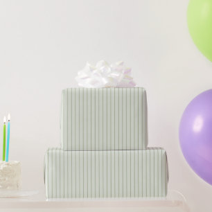 Thin Green Mint Stripes Birthday Wrapping Paper