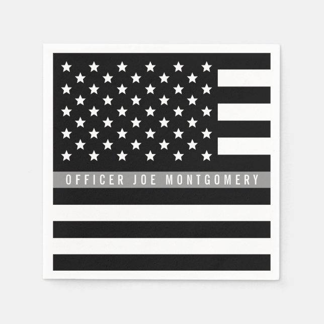 Thin Grey Line American Flag Retirement Party Napkin (Front)