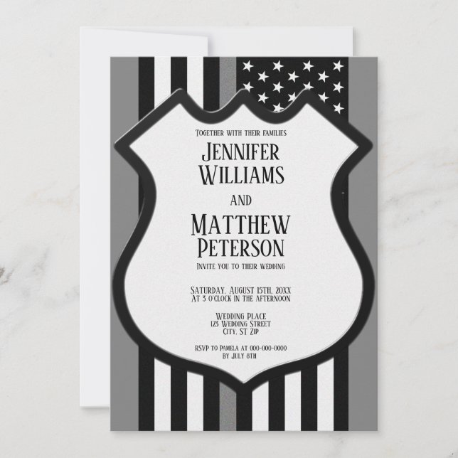 Thin Grey Line Badge Invitation (Front)