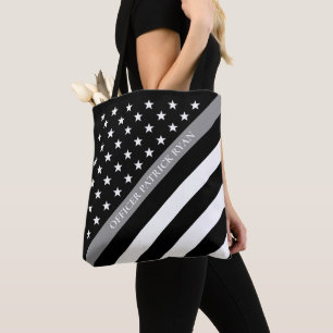 Thin Grey Line Correctional American Flag Monogram Tote Bag