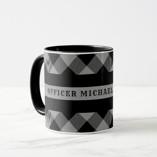 Thin Grey Line Correctional Buffalo Plaid Monogram Mug (Front Left)