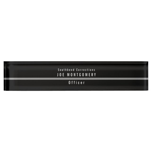 Thin Grey Line Correctional Modern Monogram Nameplate (Front)