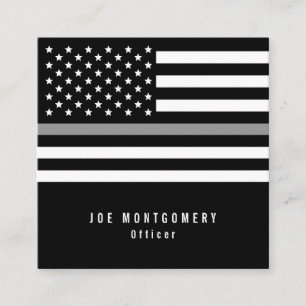 Thin Grey Line Correctional Officer American Flag Square Business Card