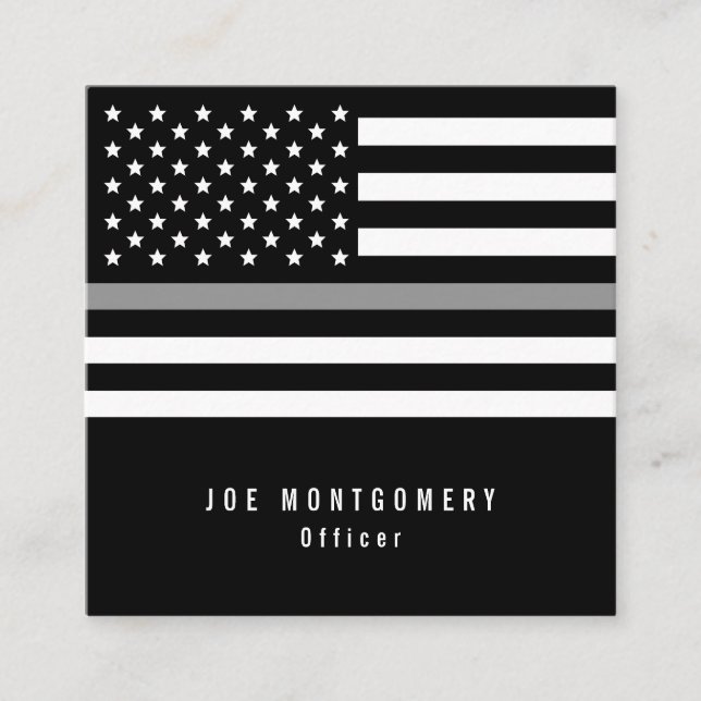 Thin Grey Line Correctional Officer American Flag Square Business Card (Front)