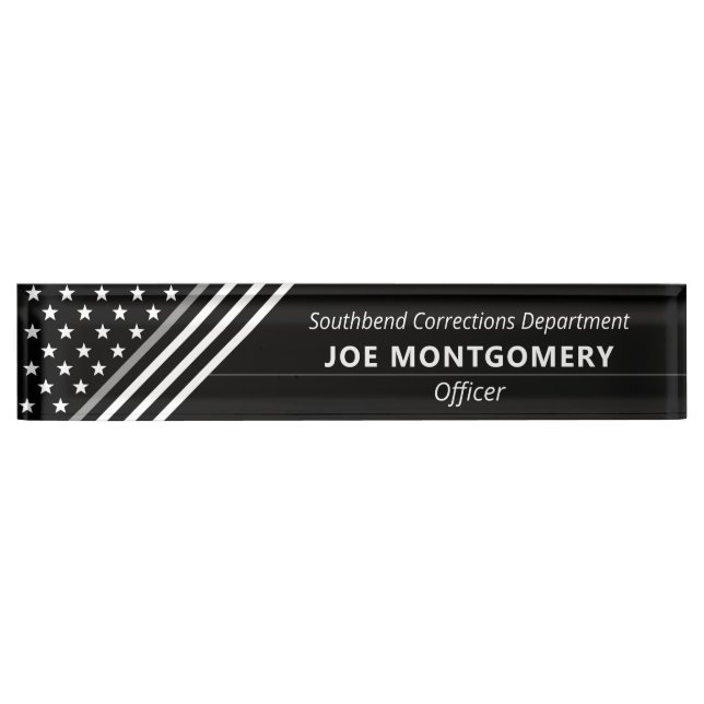 Thin Grey Line Correctional Stars Stripes Monogram Nameplate (Front)