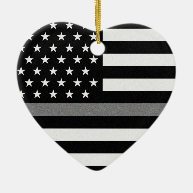 Thin Grey Line Flag Ceramic Tree Decoration (Front)