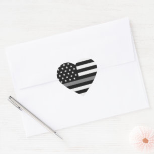 Thin Grey Line Flag Heart Sticker