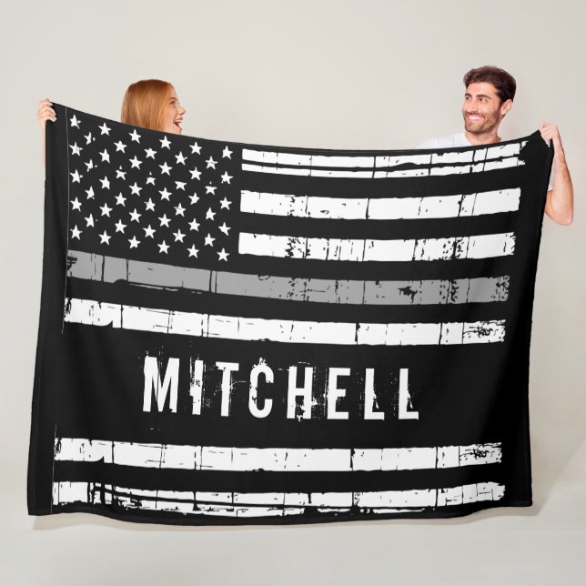 Thin Grey Line Personalised Correctional Officer  Fleece Blanket (In Situ)