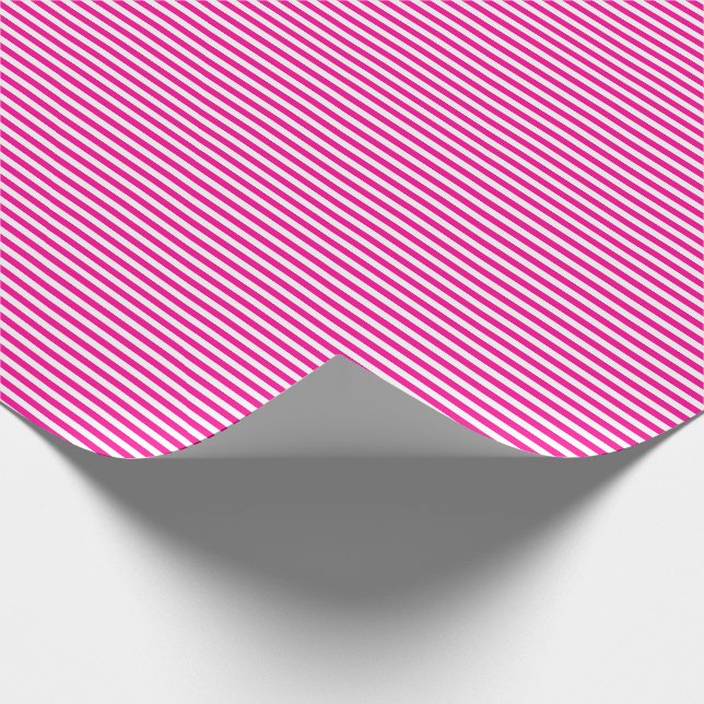 Thin Hot Pink and White Stripes Wrapping Paper (Corner)