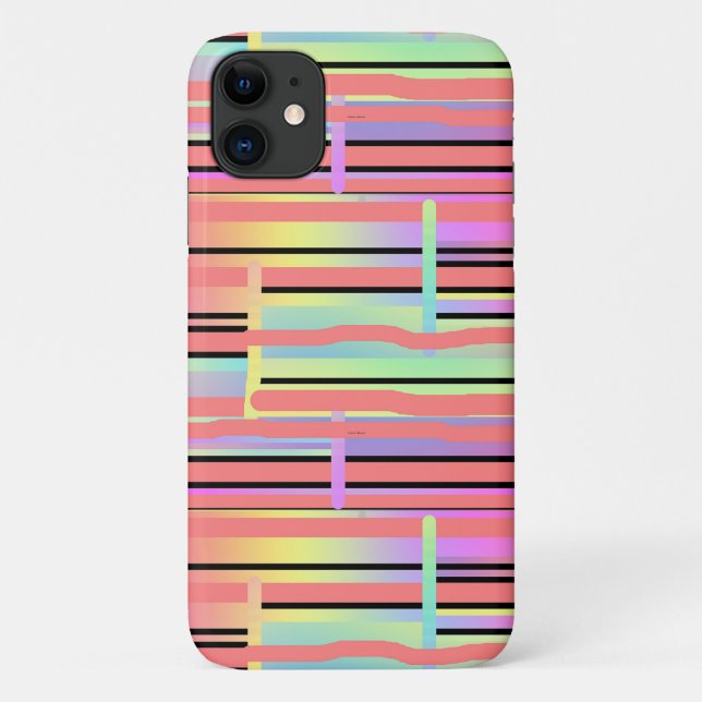 Thin is in! FUNKY PASTEL STRIPES iPhone11 Case (Back)