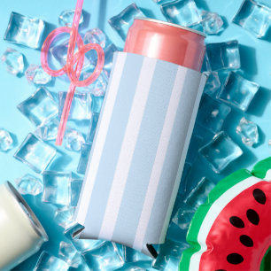 Thin Light Blue Stripes Seltzer Can Cooler