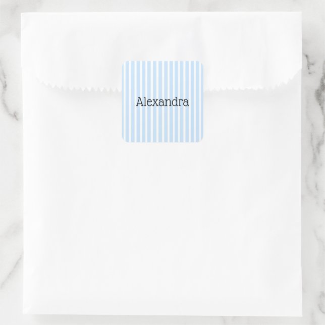 Thin Light Blue Stripes Square Sticker (Bag)