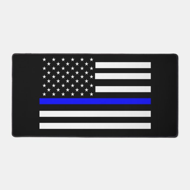 Thin Line Blue Flag Desk Mat (Front)