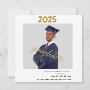 Thin Magnetic Modern Gold Graduation Invitation