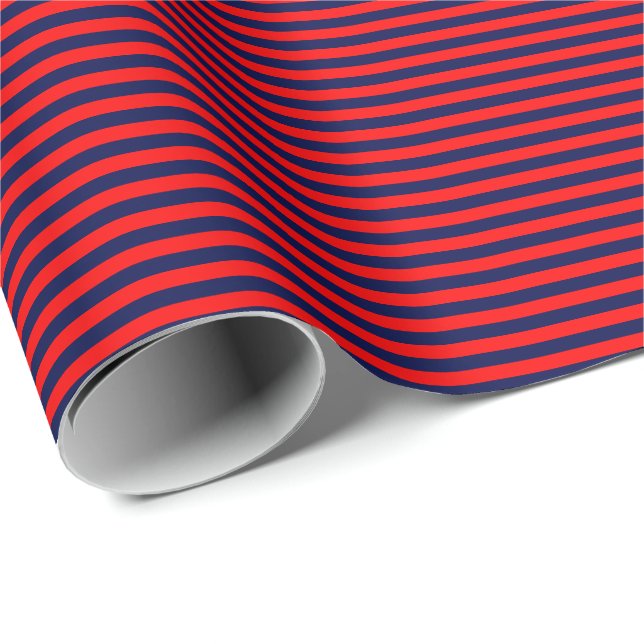 Thin Navy Blue and Red Stripes Wrapping Paper (Roll Corner)