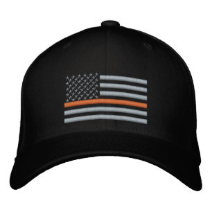 Thin Orange Line US Flag Embroidered Hat