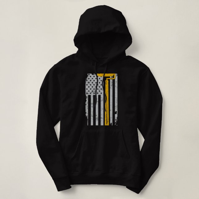 Thin Paint roller Painter Distressed American flag Hoodie (Design Front)