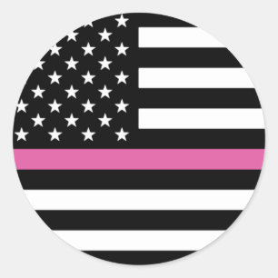 Thin Pink Line American Flag Classic Round Sticker