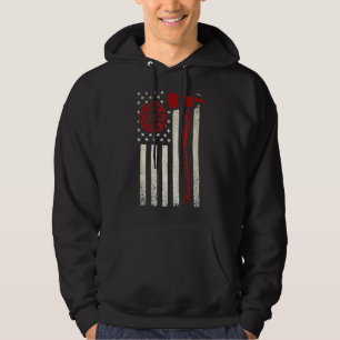 Thin Red Axe American Flag Patriot Firefighter 1 Hoodie