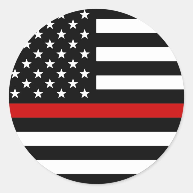 Thin Red Line American Flag Classic Round Sticker (Front)