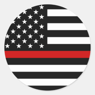 Thin Red Line American Flag Classic Round Sticker