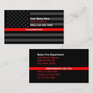 Thin Red Line American Flag Contact Business Card