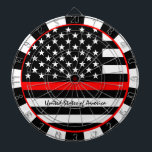 Thin Red Line & American Flag Firefighters / USA Dartboard<br><div class="desc">Dartboard: Thin Red Line & American Flag (USA) - firefighters / fire service personnel themed - love my country,  patriots / sports fans</div>
