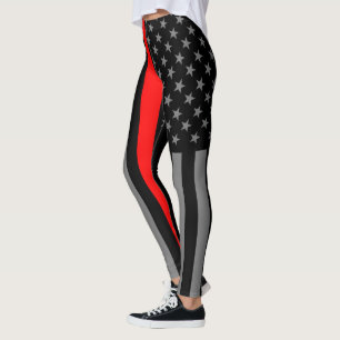Thin Red Line American Flag graphic mode on Leggings