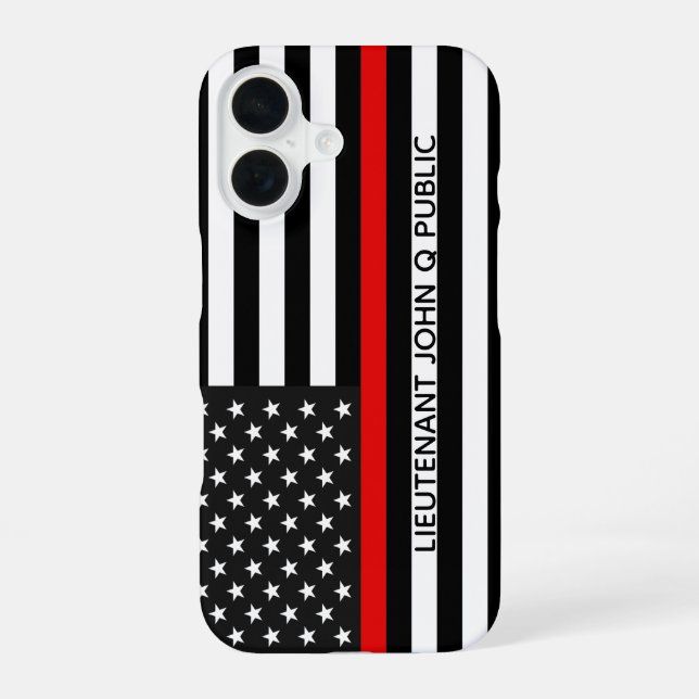 Thin Red Line American Flag iPhone 16 Case (Back)