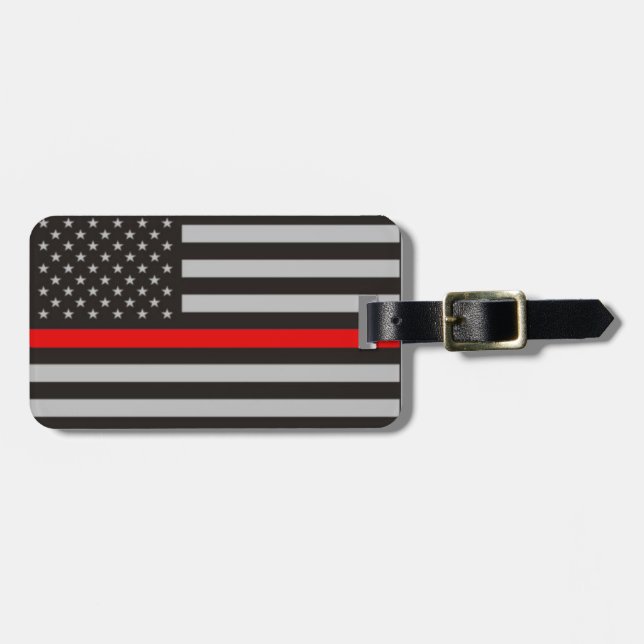 THIN RED LINE AMERICAN FLAG LUGGAGE TAG (Front Horizontal)