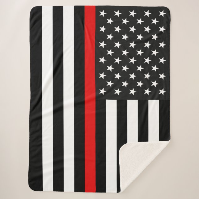 Thin Red Line American Flag Sherpa Blanket (Front)