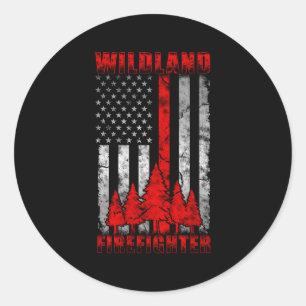 Thin Red Line American Flag Wildland Firefighter Classic Round Sticker