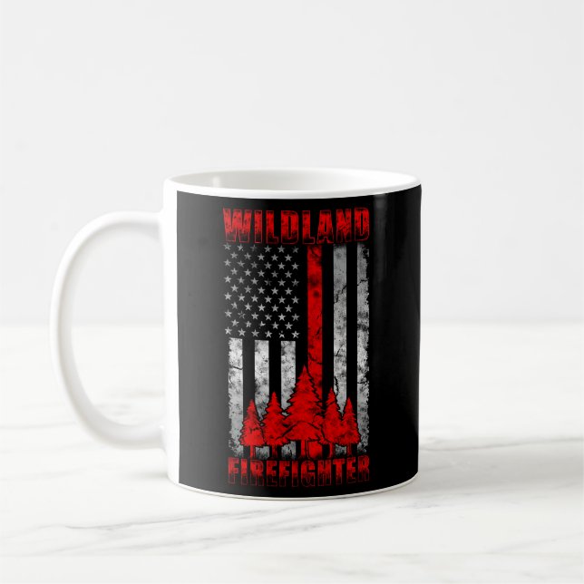 Thin Red Line American Flag Wildland Firefighter Coffee Mug (Left)