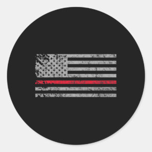 Thin Red Line American Usa Flag Fireman Support Fi Classic Round Sticker