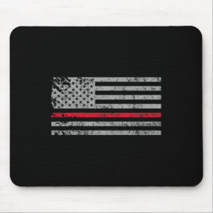 Thin Red Line American Usa Flag Fireman Support Fi Mouse Pad