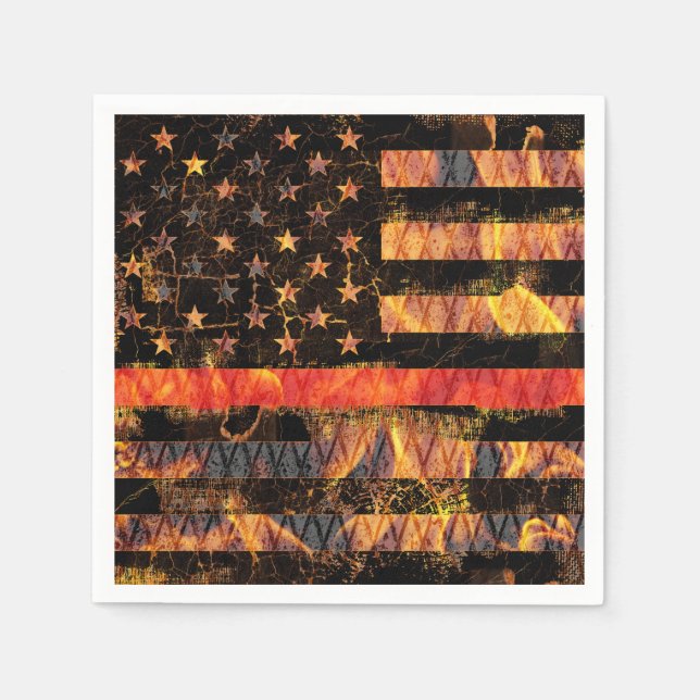 Thin Red Line and Flames Napkin (Front)