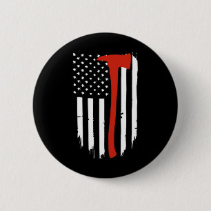 Thin Red Line Axe American Flag Patriot Firefighte 6 Cm Round Badge