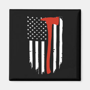 Thin Red Line Axe American Flag Patriot Firefighte Magnet