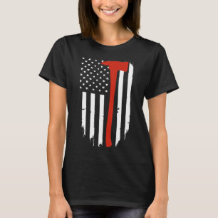 Thin Red Line Axe American Flag Patriot Firefighte T-Shirt