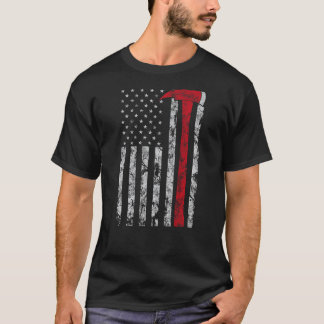 Thin red line Axe American flag Patriot Firefighte T-Shirt