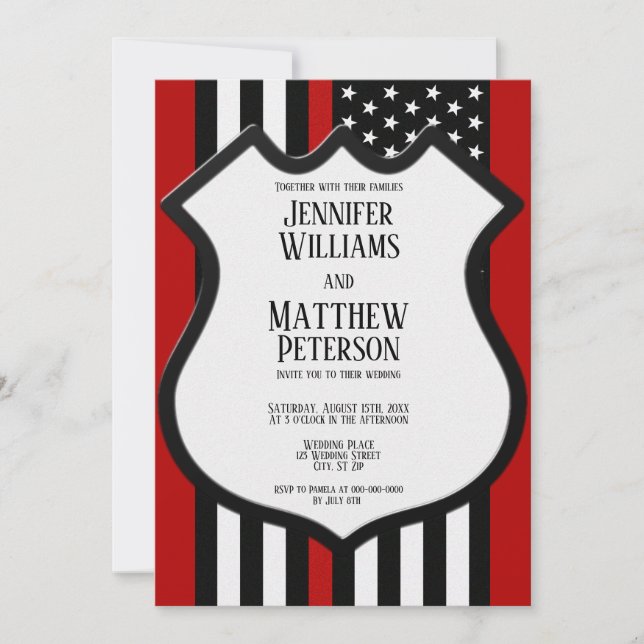 Thin Red Line Badge Invitation (Front)